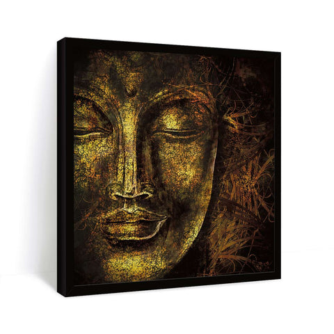 Meditating Buddha Abstract Painting In Black Frame