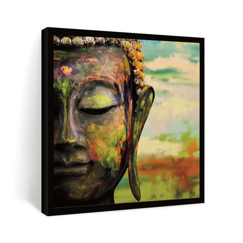 Watercolor Buddha Painting In Black Frame