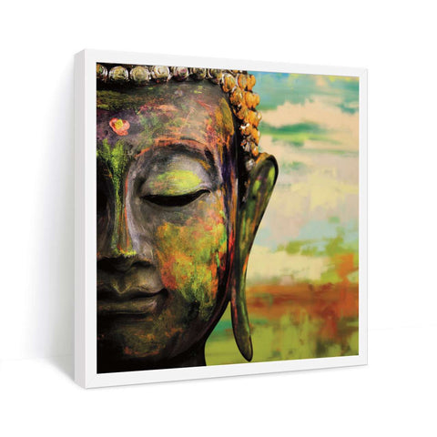 Watercolor Buddha Painting In White Frame
