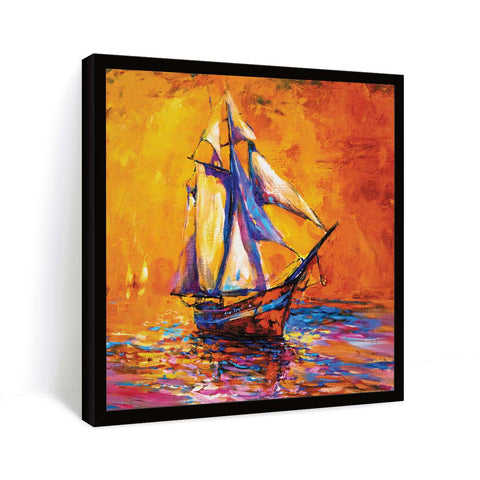 Sail boat painting made with oil colors standing on the ocean