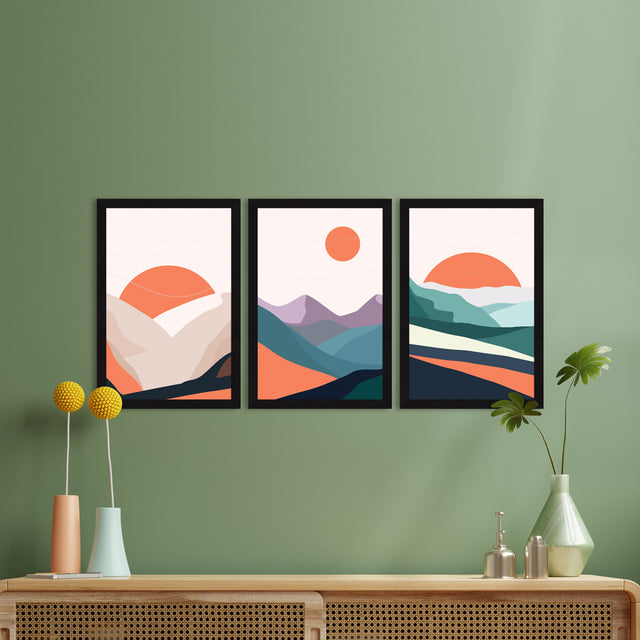 Abstract Art Paintings, Painting For Wall Living Room, Set of 3 AXIII-34-GEO