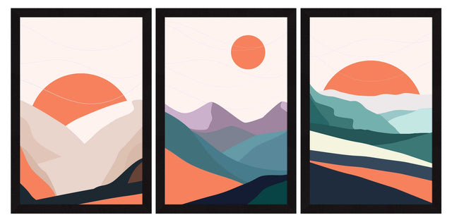 Abstract Art Paintings, Painting For Wall Living Room, Set of 3 AXIII-34-GEO