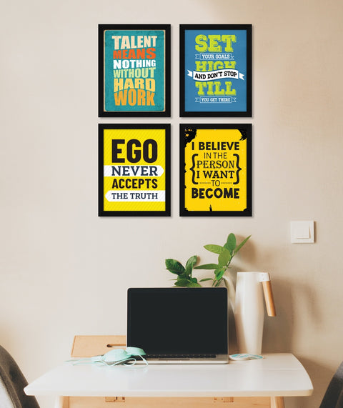 Ego Never Accepts the Truth Motivational Quote Wall Frames, Inspirational, Set of 4, AXS4-118