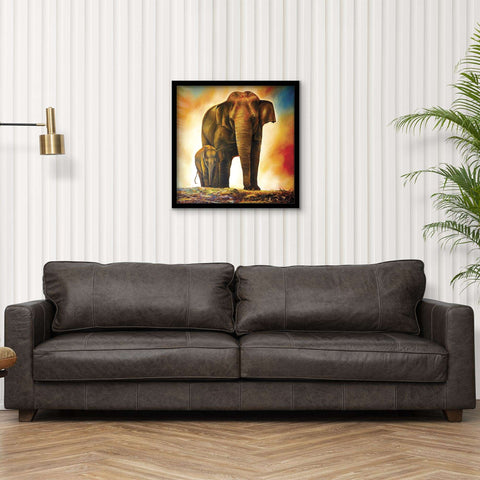 ArtX Elephant Mother Child for Vastu, Wall Painting For Home