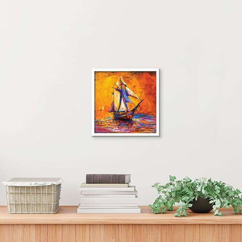 ArtX Sail Boat Oil on Canvas Wall Painting For Living Room