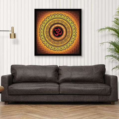 ArtX Om Namah Shivaya Mandala Painting For Wall Decoration, Wall Painting For Living Room, Orange