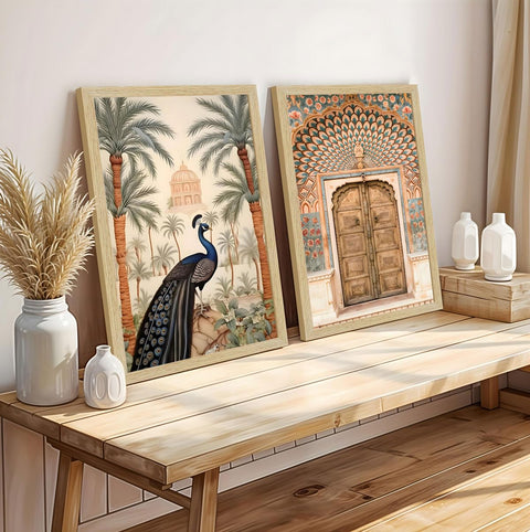 Madhubani Art Paintings, Painting For Wall Living Room, Peacock Vastu Painting, Set of 2