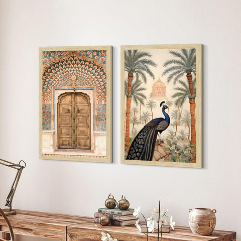 Madhubani Art Paintings, Painting For Wall Living Room, Peacock Vastu Painting, Set of 2