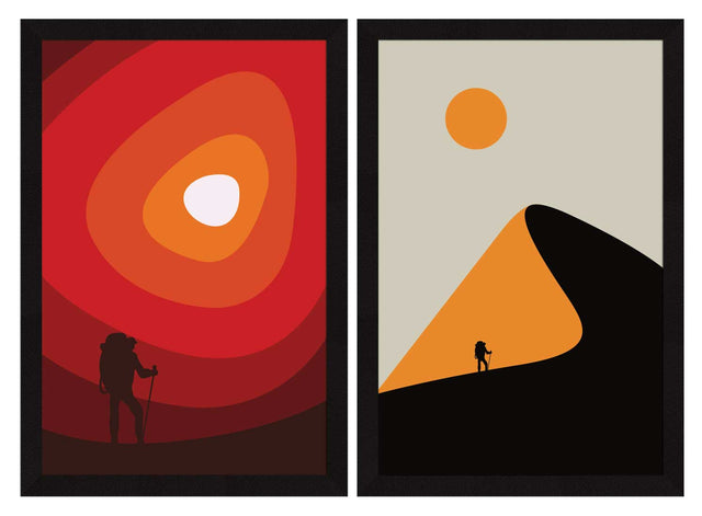 Aesthetic Wall Decor Paintings with Frame for Home Decoration, Living Room, Bedroom Office, Set Of 2 AXII-16-ABS