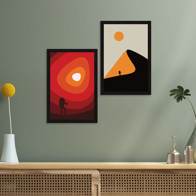 Aesthetic Wall Decor Paintings with Frame for Home Decoration, Living Room, Bedroom Office, Set Of 2 AXII-16-ABS