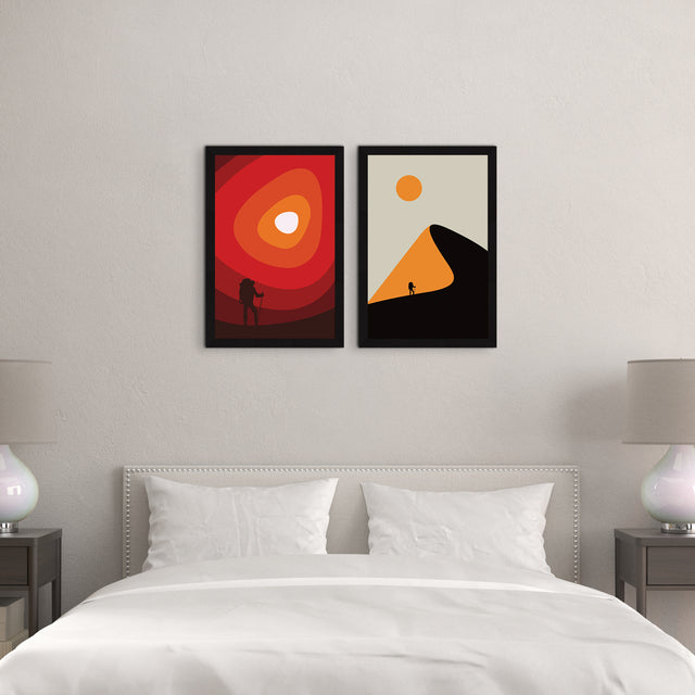 Aesthetic Wall Decor Paintings with Frame for Home Decoration, Living Room, Bedroom Office, Set Of 2 AXII-16-ABS