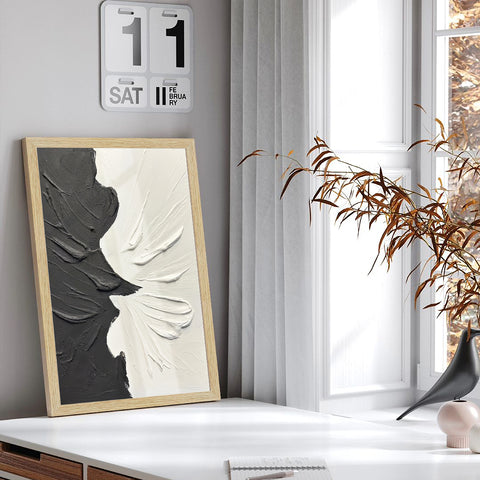 Black & White Abstract Painting for Living Room | Modern Wall Art, Set of 3 AXIII-51-ABS