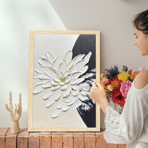 Black & White Abstract Painting for Living Room | Modern Wall Art, Set of 3 AXIII-51-ABS