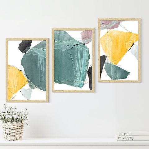 Abstract Art Paintings, Painting For Wall Living Room, Set of 3 AXIII-50-ABS