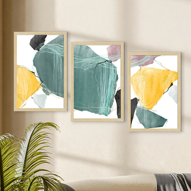 Abstract Art Paintings, Painting For Wall Living Room, Set of 3 AXIII-50-ABS