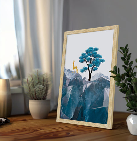 Deer Abstract Art Paintings, Painting For Wall Living Room, Set of 3 AXIII-17-DER