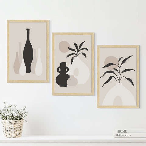 Boho Floral Vases Art Paintings, Painting For Wall Living Room, AXIII-23-FLR