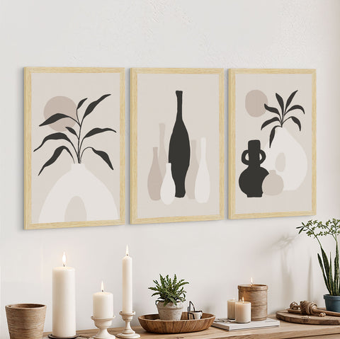 Boho Floral Vases Art Paintings, Painting For Wall Living Room, AXIII-23-FLR