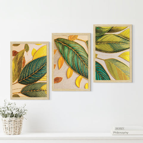 Floral Abstract Art Paintings, Painting For Wall Living Room, Set of 3 AXIII-52-ABS