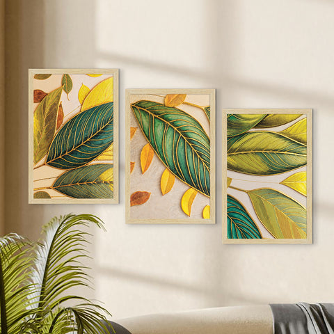 Floral Abstract Art Paintings, Painting For Wall Living Room, Set of 3 AXIII-52-ABS