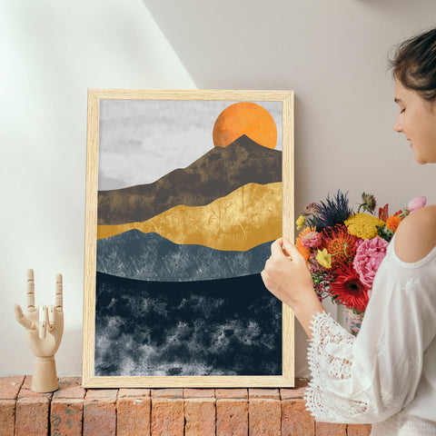 Boho Abstract Landscape Mountain Paintings For Wall Decoration, Set of 3 AXIII-28-LND