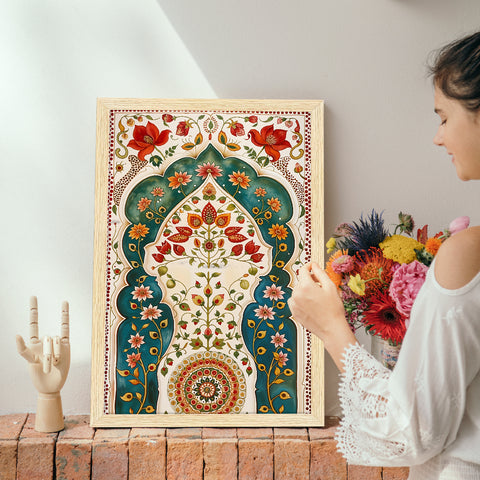 Elephant Floral Madhubani Art Paintings, Painting For Wall Living Room, Set of 3 AXIII-41