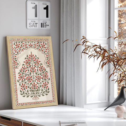 Floral Madhubani Art Paintings, Painting For Wall Living Room, Set of 3 AXIII-45-MDB