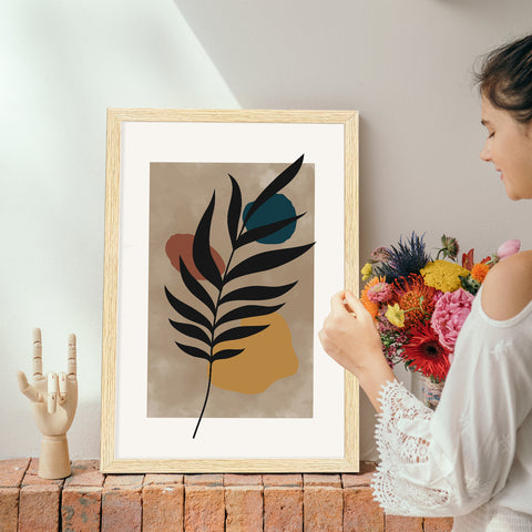 Leaf Abstract Art Paintings, Painting For Wall Living Room, Set of 3 AXIII-29-LEF