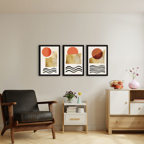 Boho Painting For Wall Decoration, Set of 3, Set of 3 AXIII-33-BOH