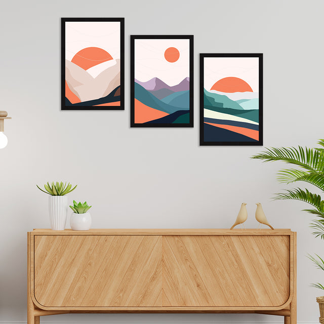Abstract Art Paintings, Painting For Wall Living Room, Set of 3 AXIII-34-GEO