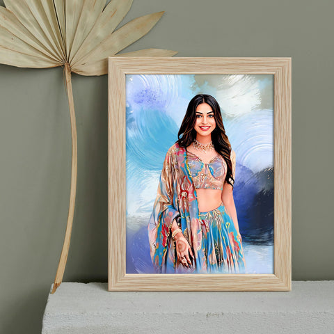 ArtX Handcrafted Oil Painting Photo Frame | Personalized Gift for Couple, Birthday Gift for Wife, Anniversary Gift Couple Special, Customized Photo Frame Gift for Girlfriend, Sister & Women, Set of 1