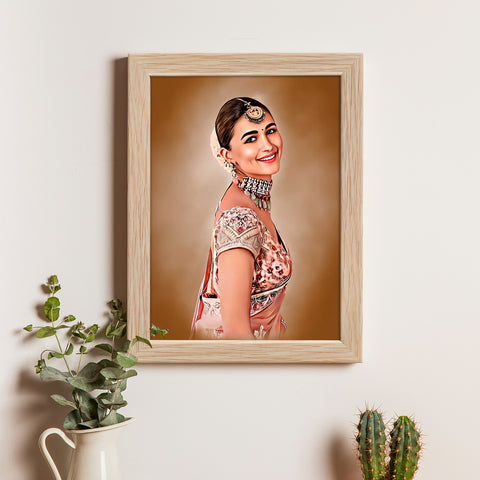 ArtX Handcrafted Oil Painting Photo Frame | Personalized Gift for Couple, Birthday Gift for Wife, Anniversary Gift Couple Special, Customized Photo Frame Gift for Girlfriend, Sister & Women, Set of 1