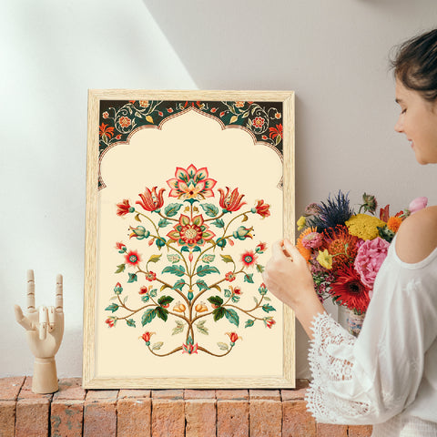 Peacock Floral Abstract Madhubani Art Paintings, Painting For Wall Living Room, Set of 3 AXIII-54-PEA