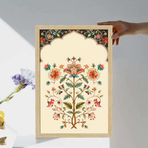 Peacock Floral Abstract Madhubani Art Paintings, Painting For Wall Living Room, Set of 3 AXIII-54-PEA