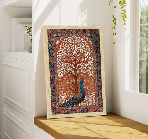 Peacock Abstract Madhubani Art Paintings, Painting For Wall Living Room, Set of 3 AXIII-56-PEA