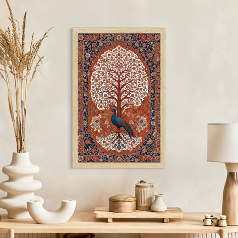 Peacock Abstract Madhubani Art Paintings, Painting For Wall Living Room, Set of 3 AXIII-56-PEA
