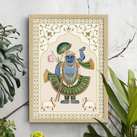 Shrinath Ji Pichwai Art Paintings, Painting For Wall Living Room, Set of 3 AXIII-40-SRN