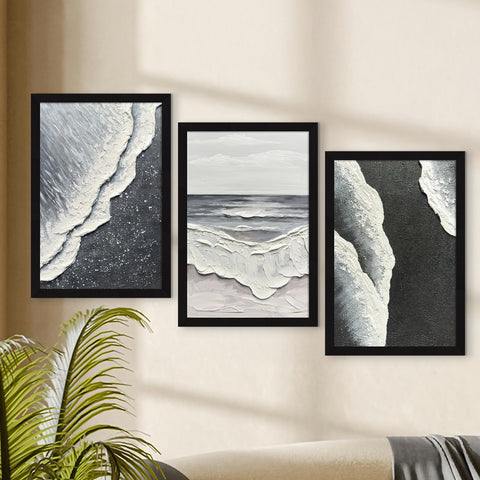 Black & White Abstract Painting for Living Room | Modern Wall Art, AXIII-53-BCH