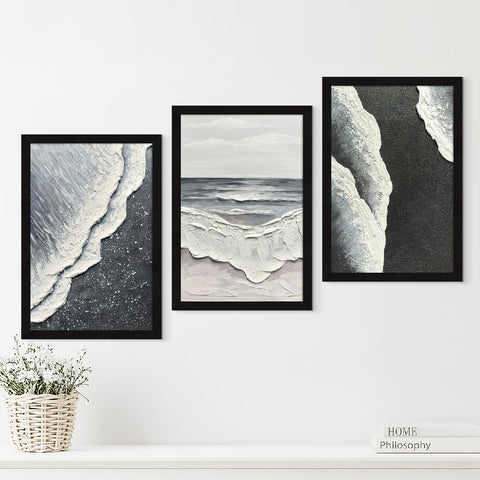 Black & White Abstract Painting for Living Room | Modern Wall Art, AXIII-53-BCH