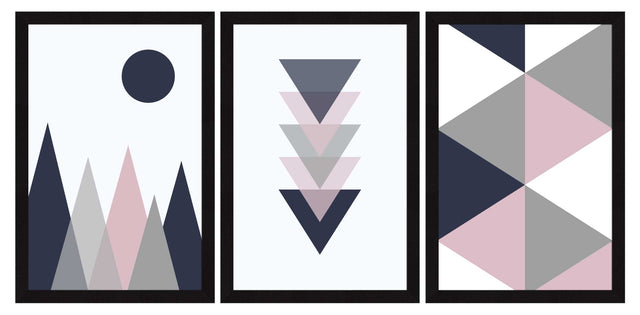 Abstract Art Paintings, Painting For Wall Living Room, Set of 3 AXIII-35-GEO