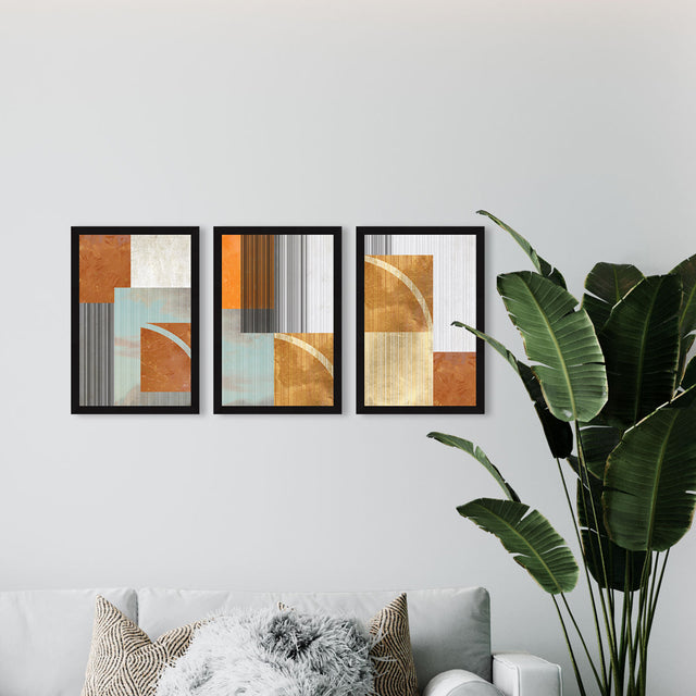 Abstract Art Paintings, Painting For Wall Living Room, Set of 3 AXIII-36-GEO