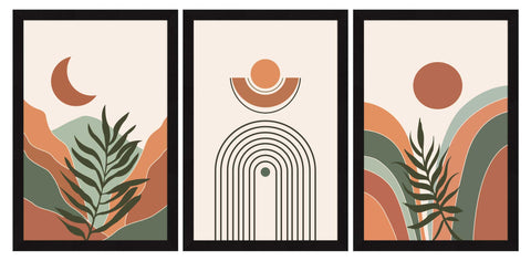 Boho Painting For Wall Decoration, Set of 3, Set of 3 AXIII-37-BOH