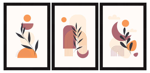 Boho Floral Flower Art Paintings, Painting For Wall Living Room, AXIII-21-FLR