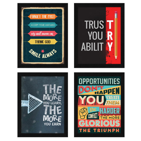 motivational quotes frames trust your ability smile always the more you learn the more you earn opportunities dont happen you create them