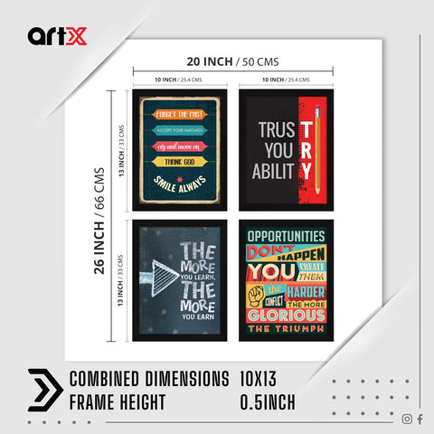 motivational quotes wall frames set of 4