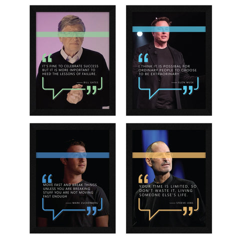 elon musk bill gates mark zuckerberg steve jobs motivational quotes set of 4 