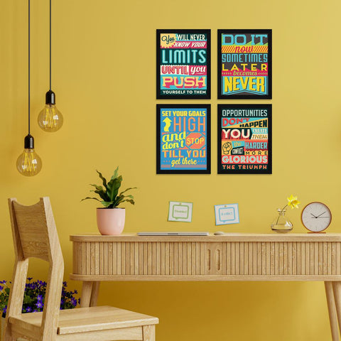 motivational quotes wall frames on study table wall