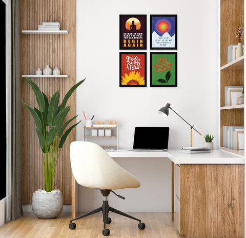 motivational quotes wall frames on home office wall