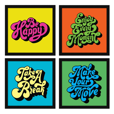 colorful set of 4 motivational quotes wall frames