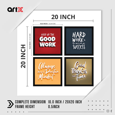 3D Typography Motivational Quotes Wall Frames, Inspirational, Set of 4, AXS4-10x10-102